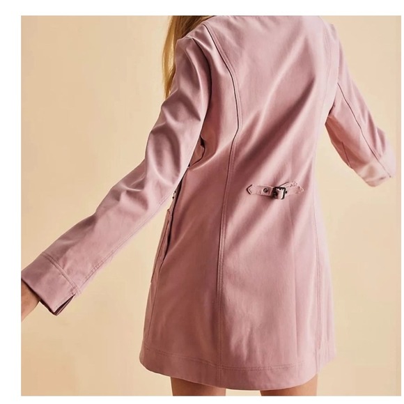 Free People Faux Suede Rose Pink Mini Dress Medium Lace‎ Up Accent Boho Chic - Picture 2 of 16